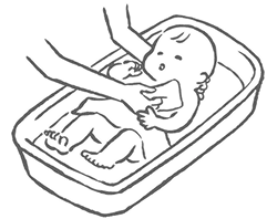 沐浴している赤ちゃんのイラスト